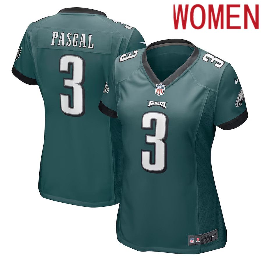 Women Philadelphia Eagles #3 Zach Pascal Nike Green Game NFL Jersey->women nfl jersey->Women Jersey